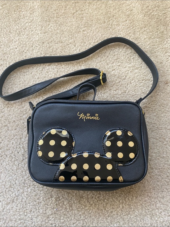Danielle Nicole Other - Danielle Nicole Black Crossbody with Gold Polka Dot Minnie Motif